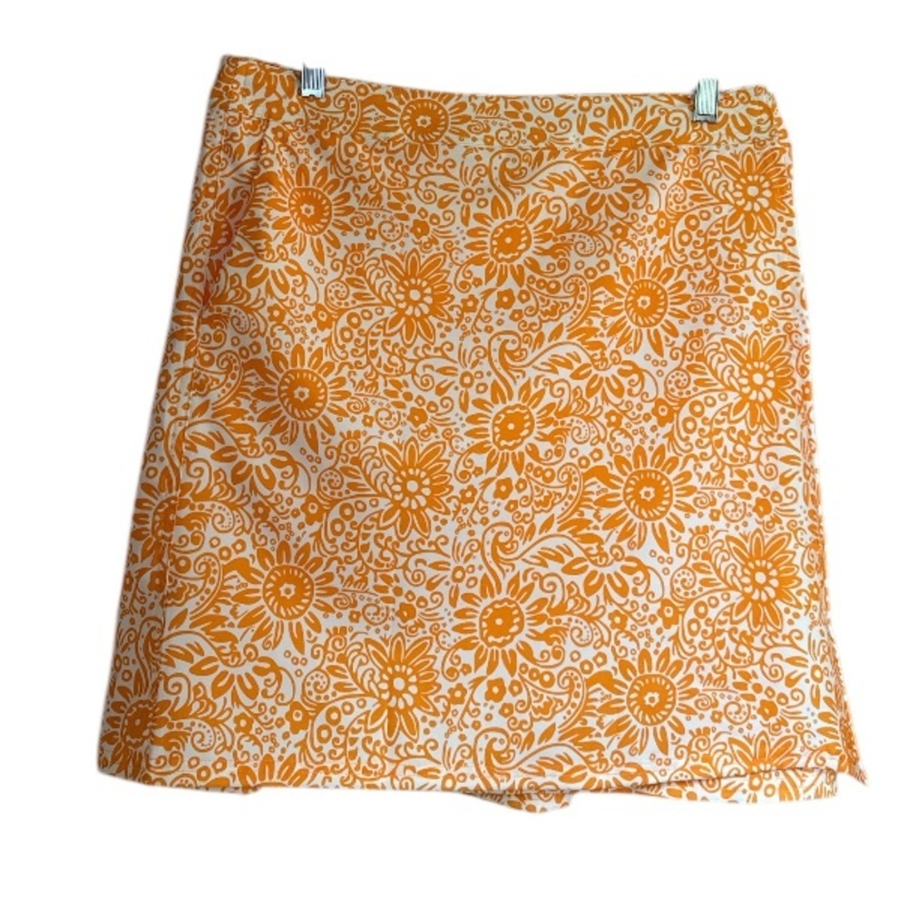 Rip skirt wrap pockets sunny Floral print Orange Skirt medium